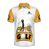 Custom Name Golf Polo Shirt Silhouette Beer Design Golf Player on Back Men's Polo S-5XL