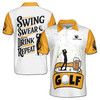 Custom Name Golf Polo Shirt Silhouette Beer Design Golf Player on Back Men's Polo S-5XL