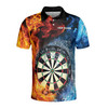 Customize Name Fire and Ice Dragon Dartboard 3D Men's Polo Shirt S-5XL, Gift for Dart Lovers