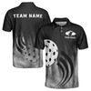 Custom Name Pickleball Paddle Swing Dots Black White 3D Men's Polo Shirt S-5XL