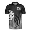 Custom Name Pickleball Paddle Swing Dots Black White 3D Men's Polo Shirt S-5XL