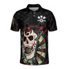 Custom Name Darts Board Skull Just The Tip Black 3D Men's Polo Shirt S-5XL