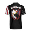 Custom Name Bowling Ball Pin Eagle Feather USA Black 3D Men's Polo Shirt S-5XL