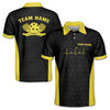 Custom Name Pickleball Paddle Heartbeat Black Yellow 3D Men's Polo Shirt S-5XL