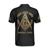 Custom Name Freemason Masonic Golden Symbol Black 3D Polo Shirt S-5XL