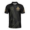 Custom Name Freemason Masonic Golden Symbol Black 3D Polo Shirt S-5XL