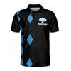 Custom Name Pickleball Paddle Diamond Black Blue 3D Men's Polo Shirt S-5XL