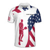Custom Name Pickleball Player USA Flag White Red Blue 3D Men's Polo Shirt S-5XL