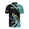Custom Name Pickleball Paddle Player Black Teal 3D Men's Polo Shirt S-5XL