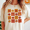 Retro Fall Pumpkins Shirt Vintage Checkered Autumn T-Shirt S-5XL