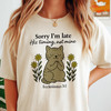 Sorry I'm Late His Timing Not Mine Shirt Cute Praying Cat Christian T-Shirt S-5XL