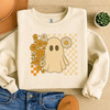 Checkered Ghost Halloween Sweatshirt Adult S-5XL