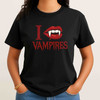 I Love Vampires Shirt Gothic Fang Lips T-Shirt S-5XL