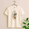 Floral Ghost Halloween Shirt Cute Spooky Fall Adult T-Shirt S-5XL