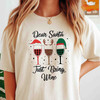 Dear Santa Just Bring Wine Funny Christmas Shirt T-shirt S-5XL