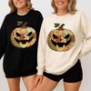 Retro Patchwork Halloween Pumpkin Sweatshirt Adult S-5XL