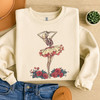 Floral Ballerina Shirt Elegant Ballet Dancer Design Sweatshirt S-5XL