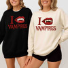 I Love Vampires Shirt Gothic Fang Lips Sweatshirt S-5XL