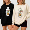 Floral Ghost Halloween Shirt Cute Spooky Fall Adult Sweatshirt S-5XL