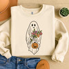 Floral Ghost Halloween Shirt Cute Spooky Fall Adult Sweatshirt S-5XL
