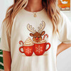 Festive Reindeer Coffee Holiday Family Shirt T-shirt S-5XL