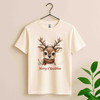 Festive Reindeer Holiday Cozy Winter Crewneck Shirt T-shirt S-5XL