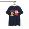 Festive Santa and Reindeer Cozy Holiday Crewneck Shirt T-shirt S-5XL