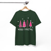 Pink Minimalist Christmas Tree Cozy Holiday T-shirt S-5XL
