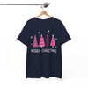 Pink Minimalist Christmas Tree Cozy Holiday T-shirt S-5XL