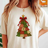 Disco Ball Coquette Christmas Bow Holiday T-shirt S-5XL