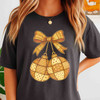 Disco Ball Coquette Christmas Bow Holiday Ornament T-shirt S-5XL