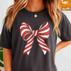 Candy Cane Bow Christmas Coquette New Year Holiday Shirt T-shirt S-5XL