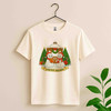 Patchwork Ghost Floral Xmas Lights Santa Hat Cute Holiday T-shirt S-5XL