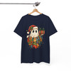 Patchwork Ghost Floral Holiday Lights Santa Hat Cozy T-shirt S-5XL