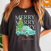 Pink Retro Merry Christmas Truck Coquette Tree T-shirt S-5XL
