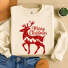 Cozy Winter Holiday Reindeer Graphic Christmas Sweatshirt S-5XL