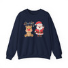 Festive Santa and Reindeer Cozy Holiday Crewneck Sweatshirt S-5XL