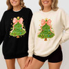 Coquette Christmas Tree Bow Festive Holiday Crewneck Sweatshirt S-5XL
