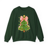 Coquette Christmas Tree Bow Festive Holiday Crewneck Sweatshirt S-5XL
