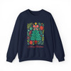 Watercolor Coquette Christmas Tree Floral Holiday Sweatshirt S-5XL