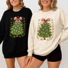 Colorful Coquette Christmas Ornament Glitter Bow Sweatshirt S-5XL