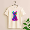Christmas Tree Coquette Pastel Pink Bow Holiday T-shirt S-5XL