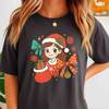 Coquette Pink Bow Girly Santa Holiday T-shirt S-5XL
