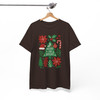 Merry and Bright Preppy Floral Christmas Tree Santa Hat T-shirt S-5XL