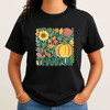 Give Thanks Retro Boho Floral Pumpkin Fall T-shirt S-5XL