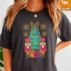 Retro Nutcracker Xmas Tree Leopard Gift Box T-shirt S-5XL