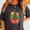 Coquette Pink Retro Christmas Tree Holiday T-shirt S-5XL