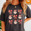 Christmas Bow Santa Pink Coquette Trendy Holiday T-shirt S-5XL