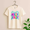 Holly Jolly Preppy Bow Brushstroke Holiday T-shirt S-5XL