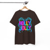 Holly Jolly Preppy Bow Brushstroke Holiday T-shirt S-5XL
